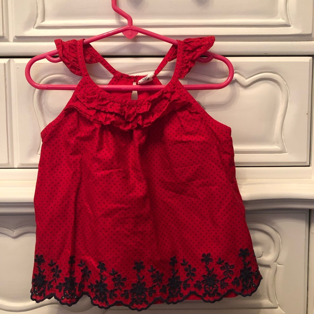 Red eyelet top